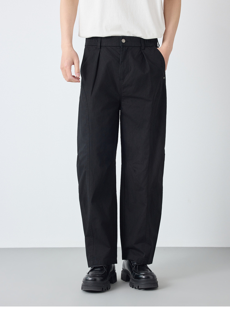 Quần dài nam phong cách Mỹ ống rộng cotton mềm mại — đen chi tiết 24