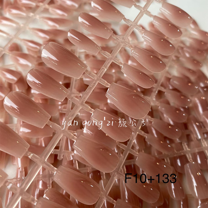 冰透腮红纯手工穿戴甲 甲油胶喷涂甲片预制甲穿戴甲美甲批发