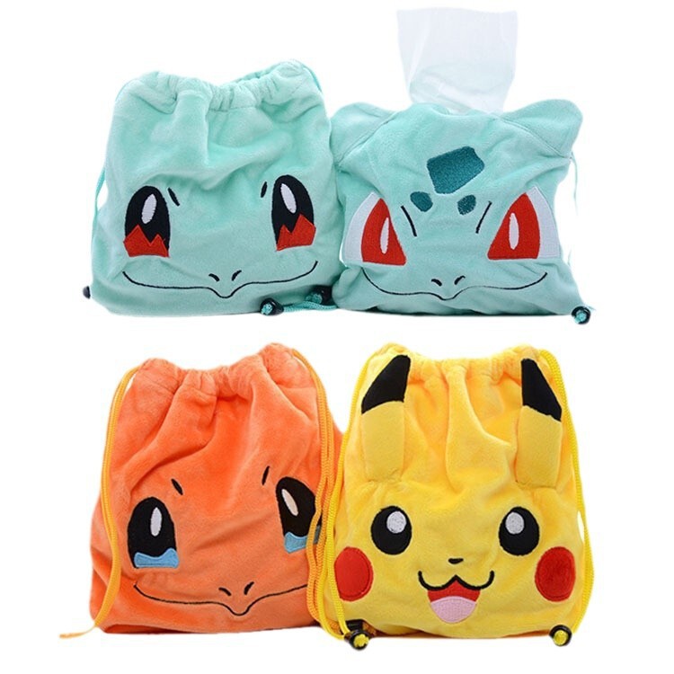 Pikachu Bulbasaur Squirtle Charmander Plush Toy Storage Bag Coin Purse Drawstring Candy Bag