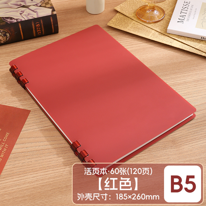Este cuaderno de hojas sueltas B5 se puede desmontar para reemplazar el núcleo, la portada de las hojas sueltas PP respetuosas con el medio ambiente no presiona el libro de bobinas engrosadas a Mano.