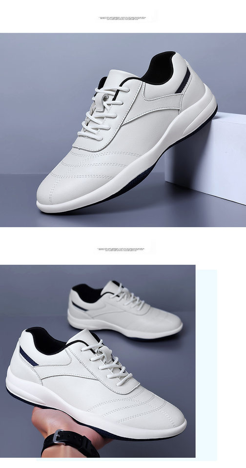 Giày sneaker nam da bò thoáng khí, đế cao su gót thấp 1–3 cm, dây buộc, phong cách thường ngày — PZ9873 Màu đen, PZ9873 màu trắng chi tiết 13