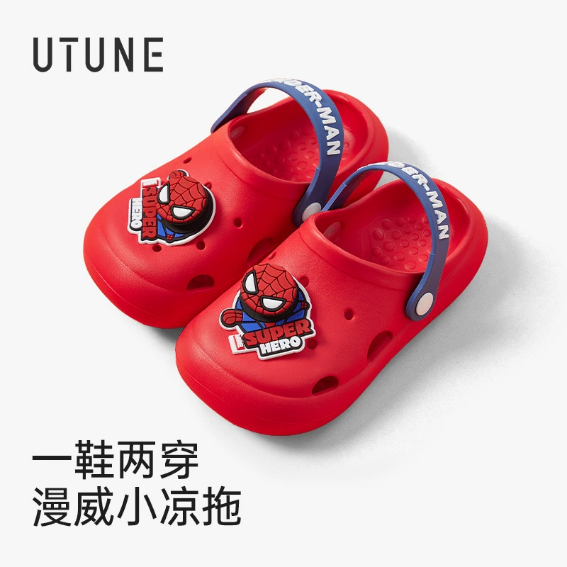 Превосходные пауки детские тапочки для мальчиков в помещении нескользящие летние мультфильмы eva мягкие подошвы пляжные сандалии