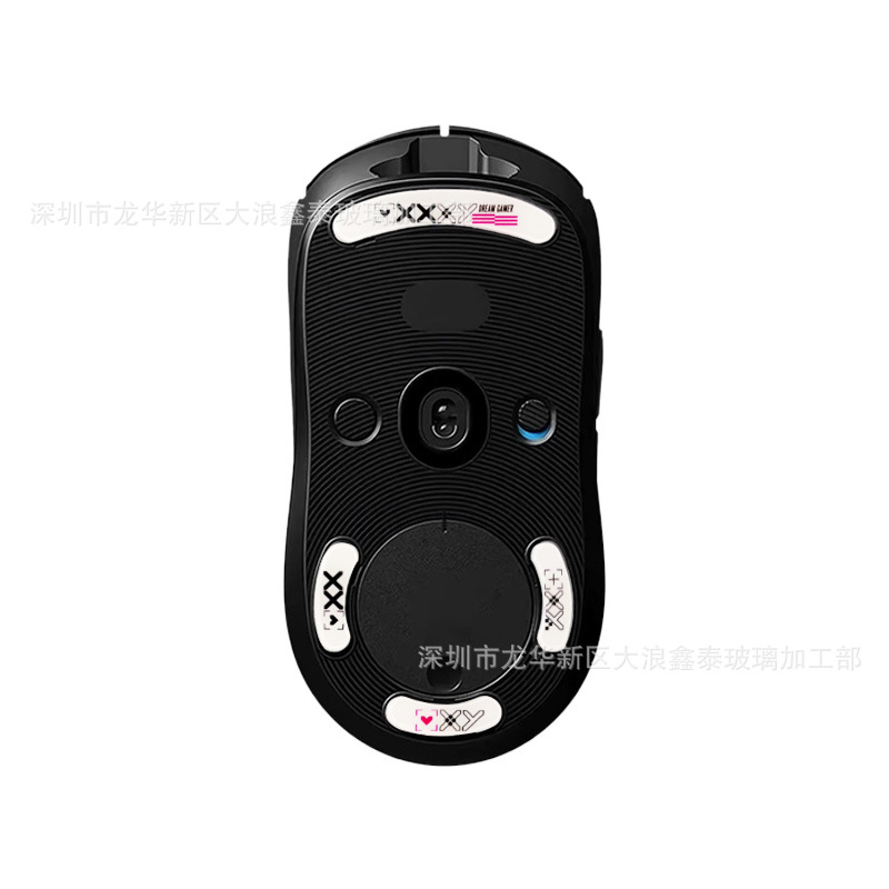 Aplicable a la cuarta generación de pegatinas de pie de vidrio de ratón Suzaku, juego de impresión, almohadillas de pie de ratón de vidrio templado en blanco y negro, fábrica al por mayor