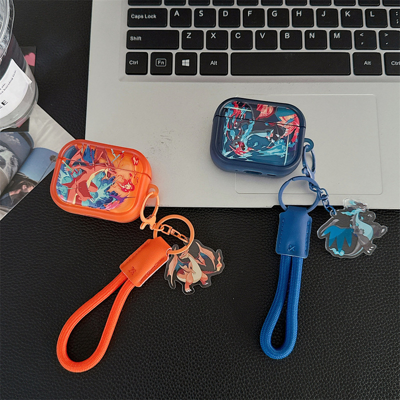 Cartoon Fire-Breathing Dragon Protective Case for AirPods Pro 3Rd Generation, 5Th Generation, Pro 2, Apple Bluetooth Earphone Case, Japanese Anime