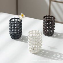 创意简约手工编织牙具陶瓷牙刷架置物架洗漱用品家居收纳牙刷杯