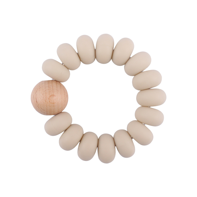Nuevo bebé suministros granos planos espaciador creativo bebé silicona mordedura haya molar pulsera mordedor juguete