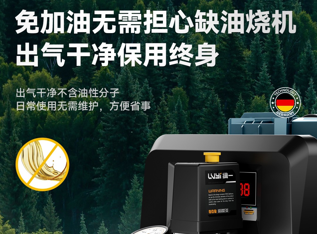 Industrial air compressor, 220V, oil-free, quiet, high-pressure air compressor, portable, oil-free air pump for woodworking