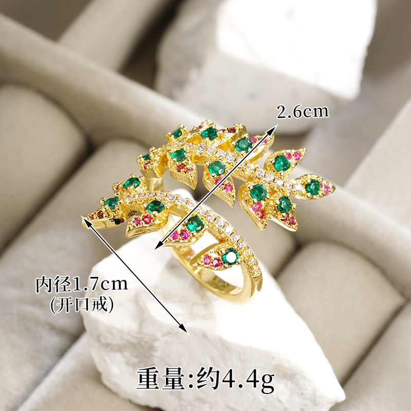 Anillo de hoja de zircon de color j23900