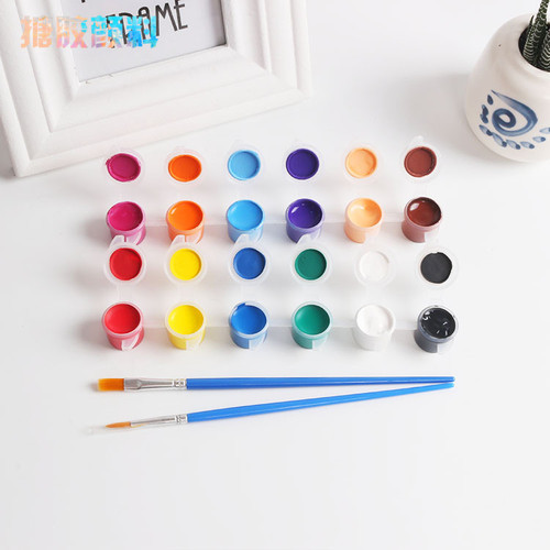 12-color children's DIY highlight acrylic six-pack colorful painting modeling clay plaster doll coloring graffiti paint brush set