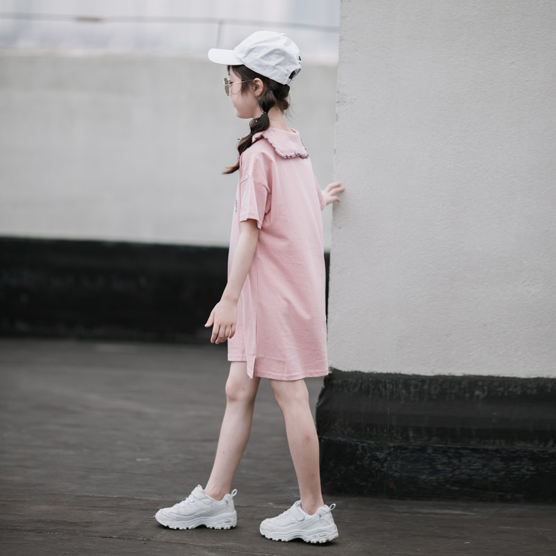 Vestido de niña de verano nuevo estilo japonés Rosa muñeca collar estilo universitario dulce linda chica falda de Polo