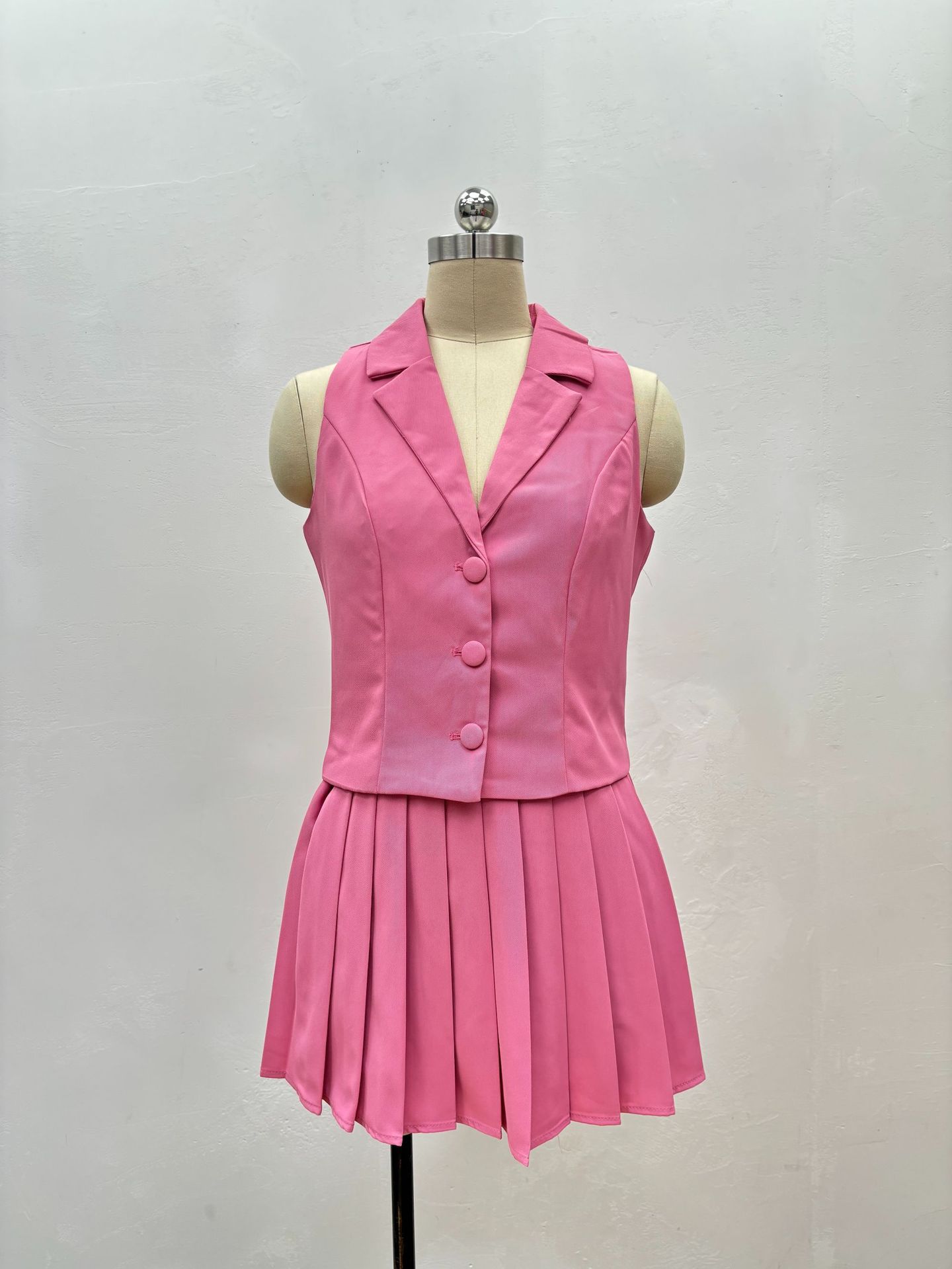 African Spring/Su New European American Women's Outfit: Sleeveless Vest And Pleated Short Skirt Two-Piece Set For_ecoleips.com