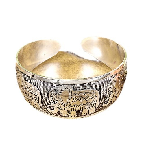 Ancient Silver Elephant Bracelet Miao Silver Hidden Silver Jewelry Wholesale Elephant Carved Women's Wide Bracelet Opening Bracelet