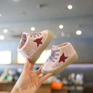 Baby girls' winter shoes baby fleece-lined shoes 1-2-year-old toddler shoes warm girls' cotton-padded shoes baby boys' board shoes