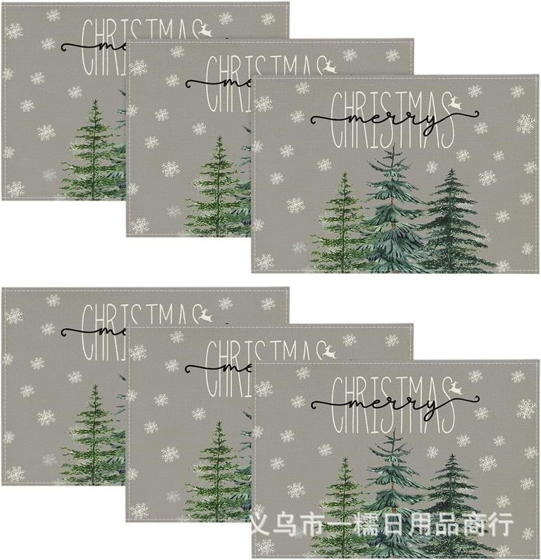 クロスボーダー爆発クリスマス雪だるま食事マット雪格子テーブルマットクリスマスパーティー装飾断熱マット祝日装飾|undefined