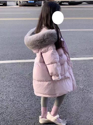 Chic Large Pom-Pom Hooded Cotton Jacket with Thick Long-Sleeved Cotton Coat for Girls - 2025 New Style Warm Outerwear