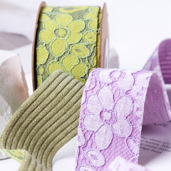 Autumn/Winter AB Pattern Lace Embroidered Ribbon DIY Fashion Accessory Flower Packaging Bow Hair Accessory