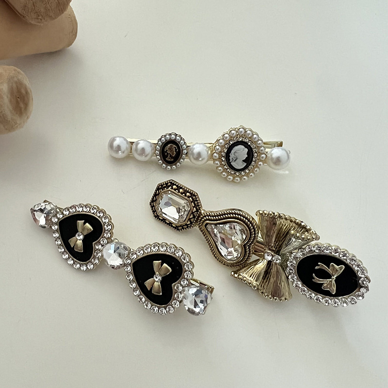 Fermaglio capelli cuore perla stile coreano strass accessorio_voghion.com