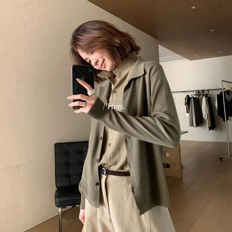 Hers Sweet Autumn Women's Simple Old Money Style Versatile Faux Two-Piece Patchwork Stand Collar Long Sleeve Knit Sweater 66972 Hers Sweet Autumn Women's Simple Old Money Style Versatile Faux Two-Piece Patchwork Stand Collar Long Sleeve Knit Sweater 66972