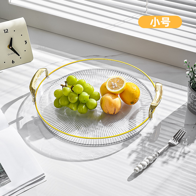 Platos de frutas de lujo ligero ins bandeja redonda de orejas bandeja de té de sala de estar taza de agua bandeja de plástico gruesa bandeja de almacenamiento