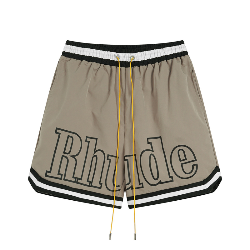 Cross-Border Export Rh Shorts High Street Trendy Drawstring Letter Hip-Hop Beach Five-Point Basketball Shorts Unisex Hip-Hop