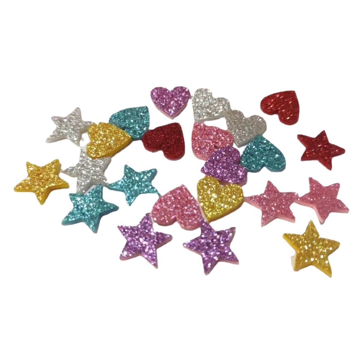 Heart-Shaped Star Patches, Glitter Non-Woven Fabric, Hair Accessory Materials and Accessories, Plum Blossom Non-Woven Fabric Patches