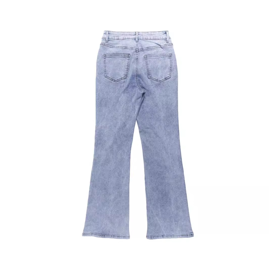 Women's Clothing High Waisted Retro Flared Jeans, Street Style Denim Trousers_ecoleips.com