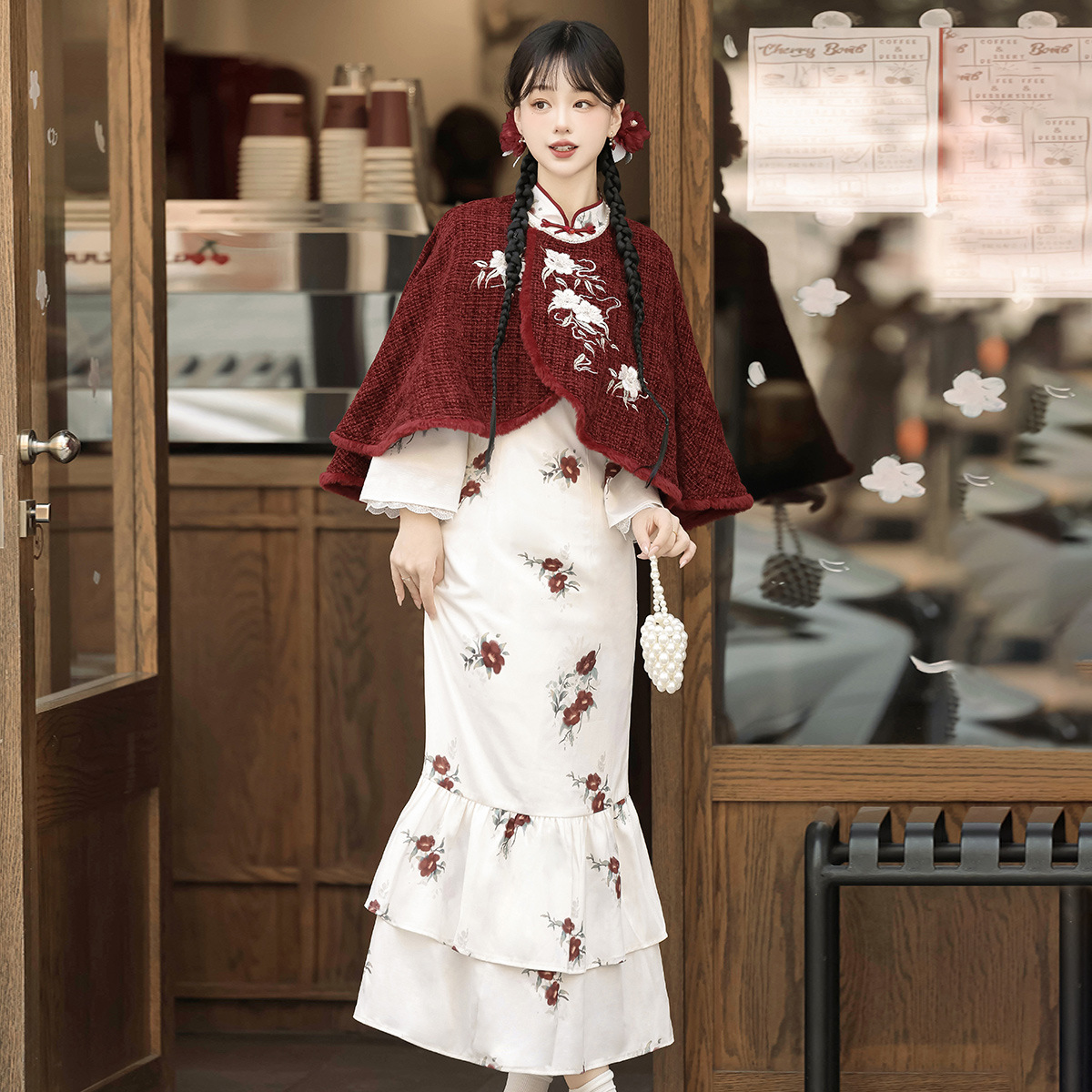 Diseño original Camellia Yuxiang nuevo estilo chino de mujer estilo nacional diario nuevo conjunto de vestido de capa X164