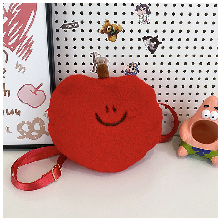 Colección de frutas encantadoras bolsa de hombro de gran capacidad de peluche de manzana y Limón mochila de hombro de peluche bolsa de hombro de peluche
