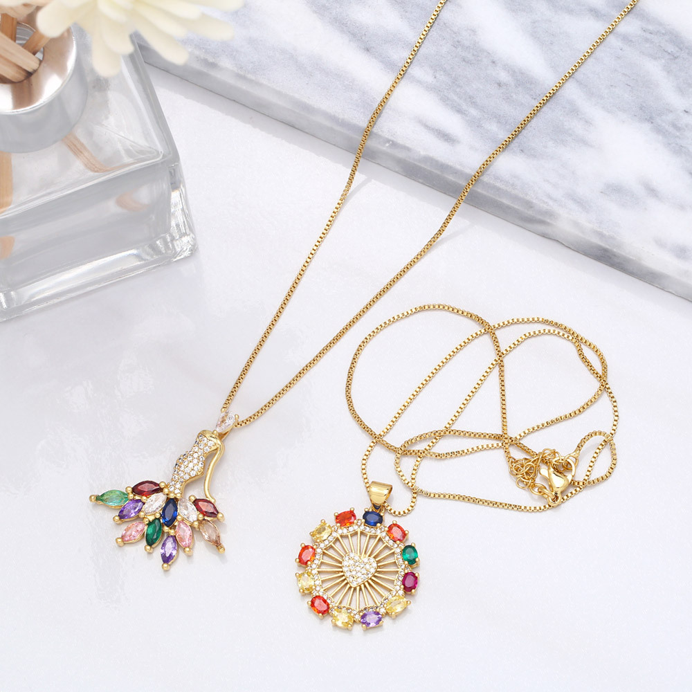 Fashion New Color Zircon Dancing Girl Pendant Copper Necklace Wholesale display picture 3