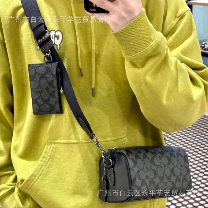 Coco Men's Bag New Old Flower Axel Two-in-One Crossbody Bag European and American Retro Wide Shoulder Strap Boston Pillow Bag Coco Men's Bag New Old Flower Axel Two-in-One Crossbody Bag European and American Retro Wide Shoulder Strap Boston Pillow Bag
