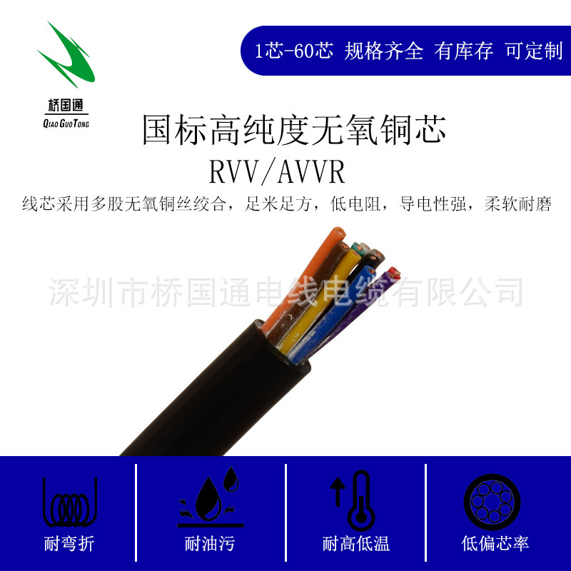 9芯0.12/0.2/0.3/0.5/0.75/1.0/1.5/2.5RVV软线材销售价格实惠