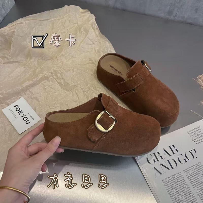 有意思思女鞋“土豆博肯”休闲软底平底一脚蹬女鞋时尚真皮勃肯鞋|undefined