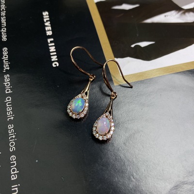 s925 Set natural Opal ear hook Simplicity Generous Charming new pattern temperament A small minority design