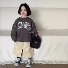 韩国童装2024春季新款男童女童中小童字母宽松韩系卫衣儿童外套