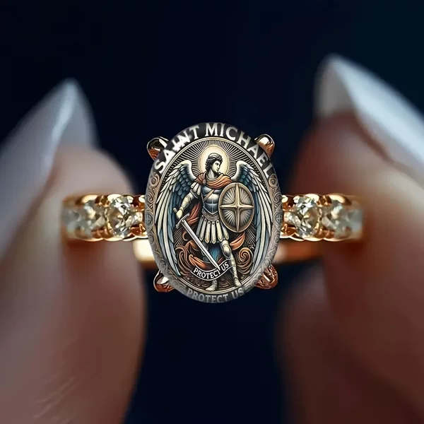 Cross-Border Saintess Round Glass Ring - Durable Alloy Material, Circular Design, Fashionable Accessory Ring