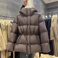 2025冬季欧货新款面包服小香风收腰连帽保暖设计感棉服加厚外套女