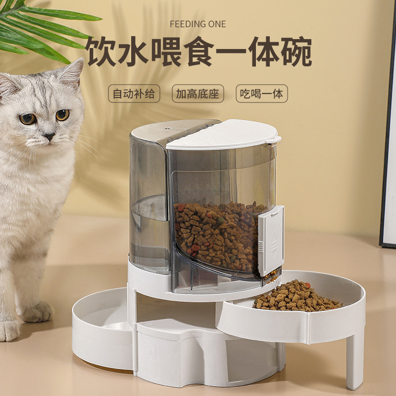 Alimentador para mascotas perro multifunción Automático Doble tazón de almacenamiento cubo gato tazón de arroz suministros en stock al por mayor