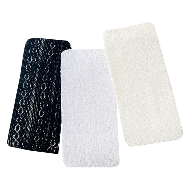 Lolita primavera/verano dulce blanco lechoso hueco de malla jacquard pantyhose verano encaje transpirable bottoming calcetines sobre la rodilla