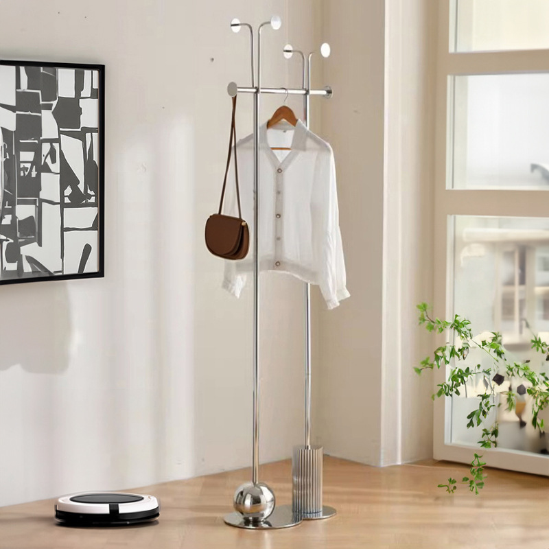Perchero creativo de acero inoxidable, dormitorio de piso, lujo ligero, estante para bolsas de celebridades de Internet de un solo poste, sala de estar, percha de alta gama para el hogar
