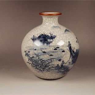 Qianlong Open Glaze Jiangnan Water Country Pomegranate Bottle Ball Bottle Antique Old Vase Home Museum Shelf Decoration Living Room