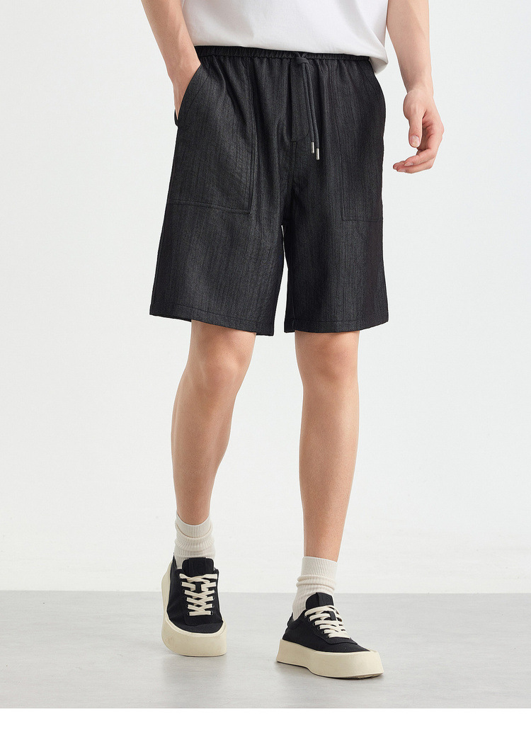 Quần short nam kaki cạp chun dáng 5 phân phong cách hiện đại — đen chi tiết 13