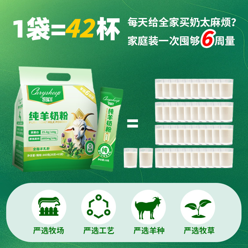 凯瑞羊袋装纯羊奶粉840g脱膻新鲜早餐高钙正品中老年奶粉青少年|undefined