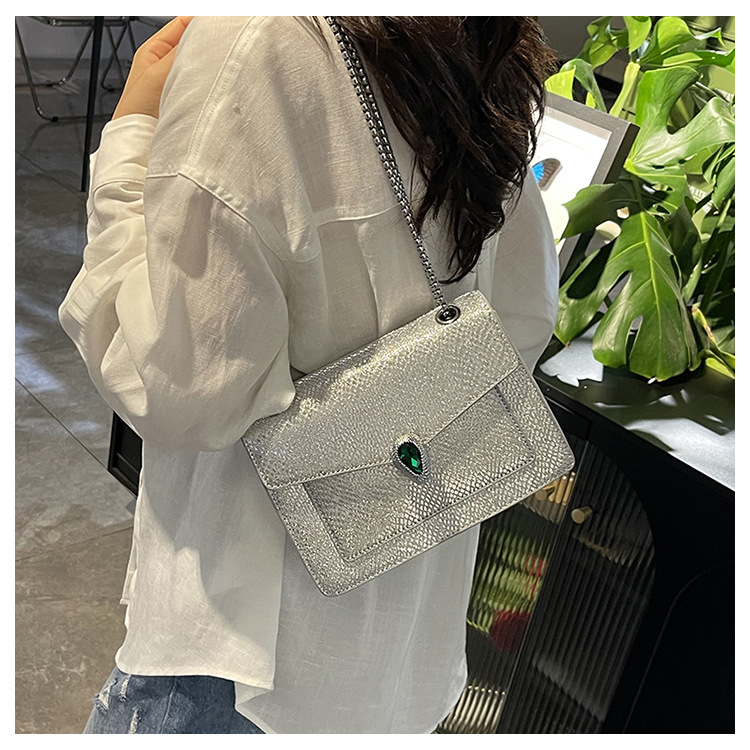 Versatile Snake Pattern Shoulder Bag For Women With Chain Strap_voghion.com