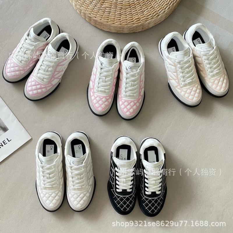 Tweed Style Quilted Gradient German Training Shoes 2025 New Fashion Women's Low-Top Casual Versatile Sports Tennis Shoes