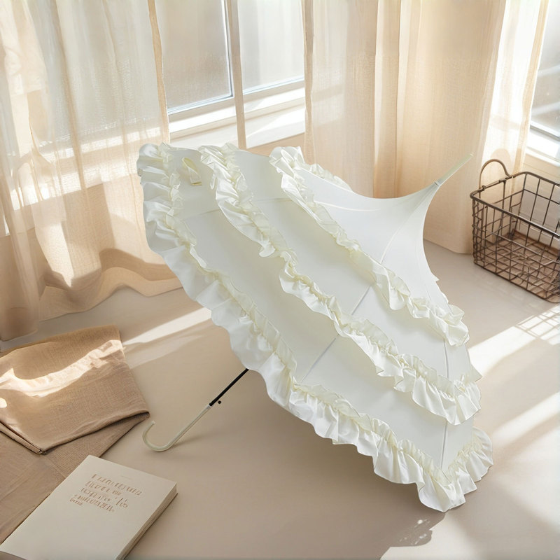 Lolita Lace Umbrella Princess Umbrella Plus Pagoda Lolita Cute Wedding Umbrella Long Handle Umbrella Goddess Sunshade and Sun Protection