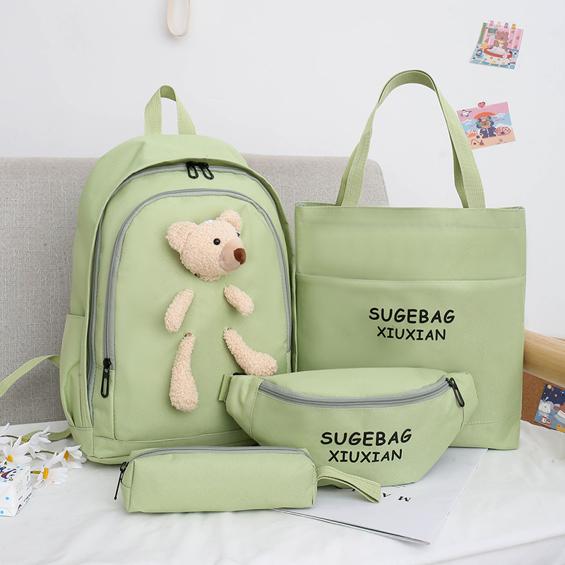 Korean Version Of Girls' Schoolbags, Junior High School, High School, Primary School Students, Four-piece Schoolbags, Girls' Backpacks, Stationery Bags, Waist Bags