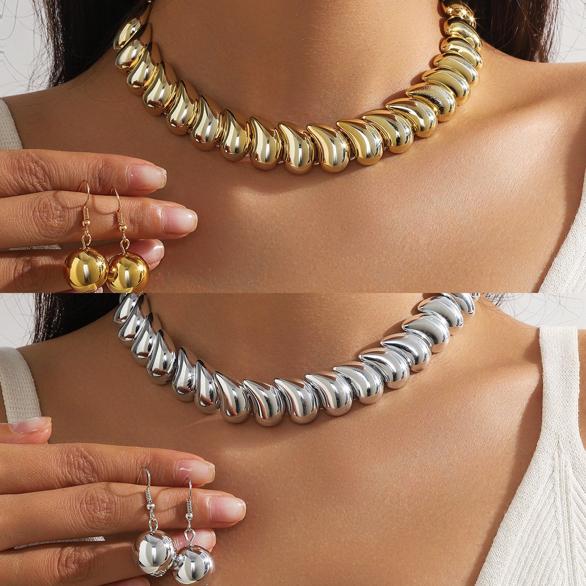 35g Weight Casual Exaggerated Streetwear Geometric Zinc Alloy Women's Jewelry Set