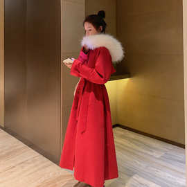 红色派克服结婚2023新款冬季女款新娘外套袄子羽绒棉服东大门收腰