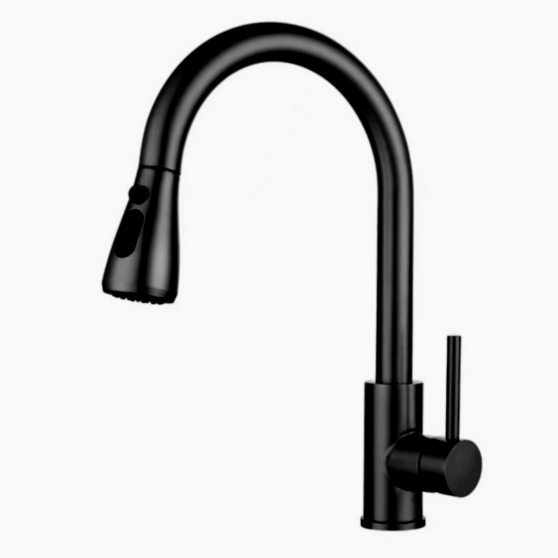 Comercio exterior transfronterizo versión 304 de acero inoxidable cepillado negro plano de tres vías fregadero de la cocina fregadero grifo caliente y fría