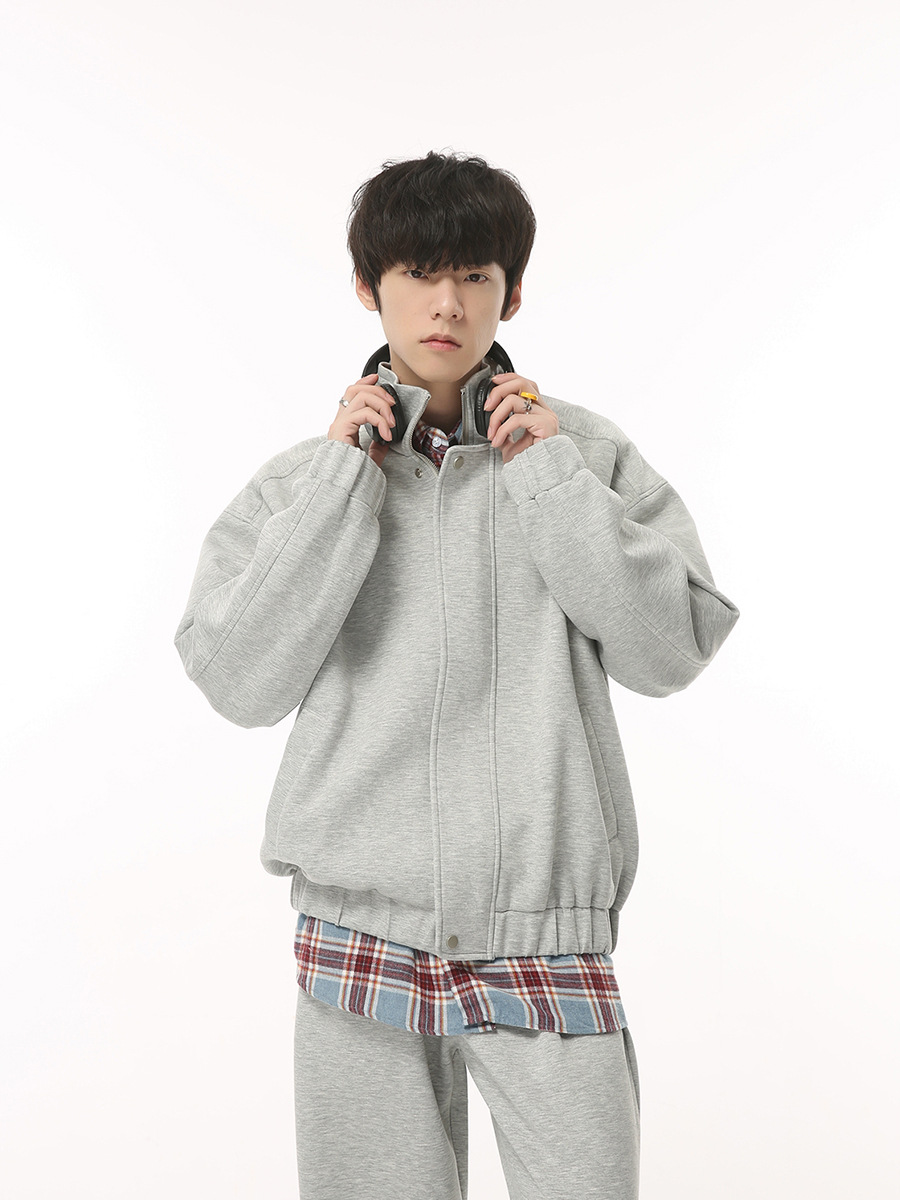 Mtlclothes ropa de los hombres | 2023 otoño nueva suelta deportes stand collar pantalones simple traje casual